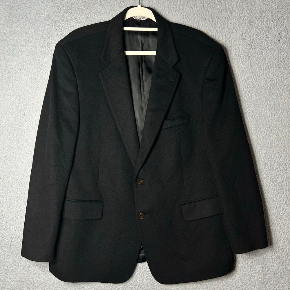 W.H.‎ Belk Blazer Mens 46 Black 100% Cashmere Single Breasted Notch Lapel Blazer